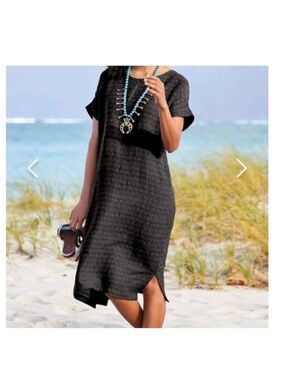 NWT Soft Surroundings Remi Gauze Shirt Dress Linen Dress Lagenlook Textured Wove